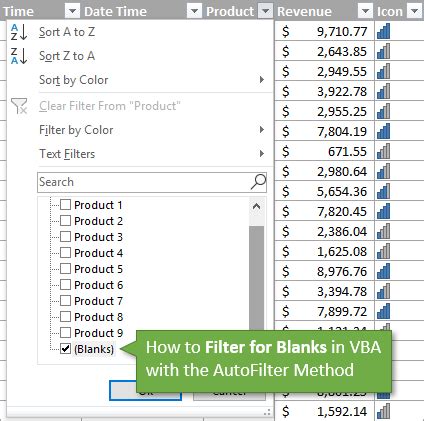 excel vba filter not equal to blank