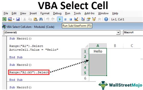 excel vba get data from selected cell
