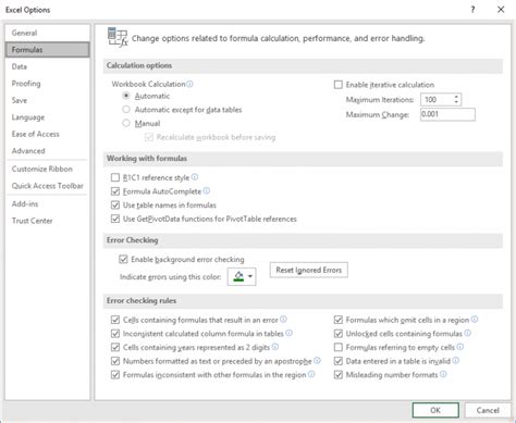 excel vba turn off error checking