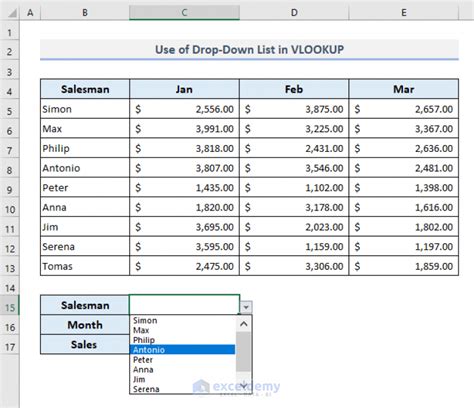 Excel Vlookup And Drop Down List