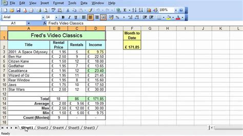 excel work for students