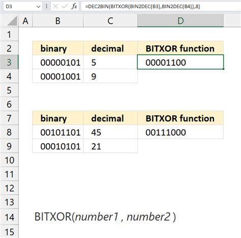 Excel Xor Binary Numbers