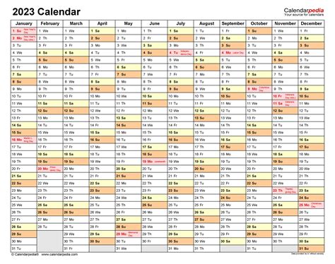 excel year planner template 2023