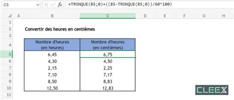 Conversion centième d