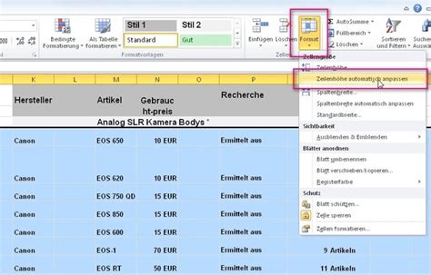 Excel Zeilenhöhe automatisch anpassen So klappt es