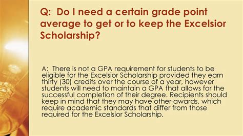 excelsior scholarship grade requirements