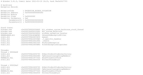 Exception Access Violation Blender 2 91