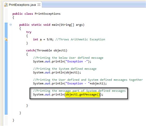 Exception Getmessage Java Example