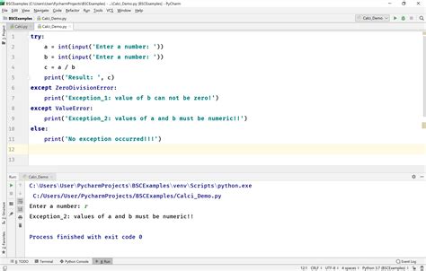 exception handling example program in python