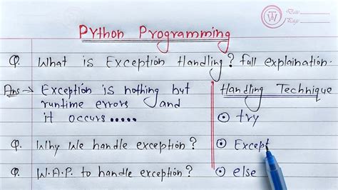 exception handling in python important questions with answers