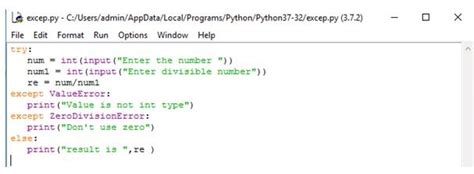 exception handling in python with example