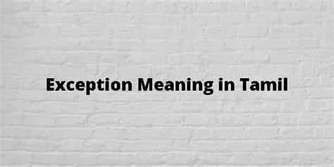 exception occurred meaning in tamil