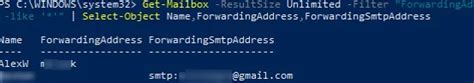 Exchange List Mailboxes With Forwarding