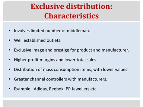 Exclusive Distribution Product Examples