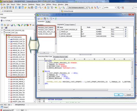 execute procedure in oracle toad