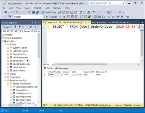 execute procedure in sql with output parameter