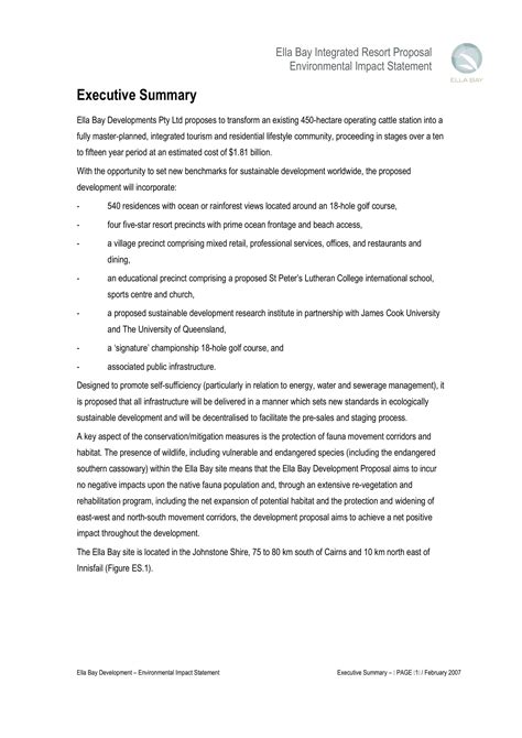 Executive Summary Template For Proposal Template Business