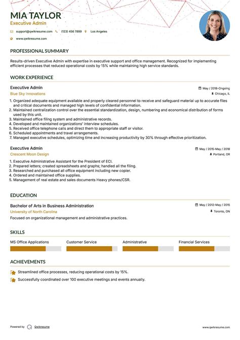 Executive Assistant Resume Samples Download Free Templates in PDF and