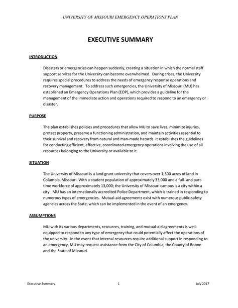 executive summary and introduction