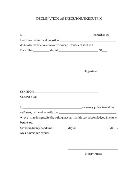 executor of estate form template