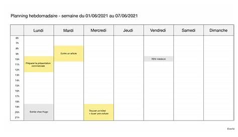 Exemple De Plan De Travail Hebdomadaire YouTube