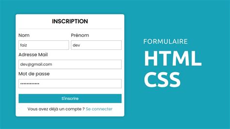 exemple de formulaire d'inscription html