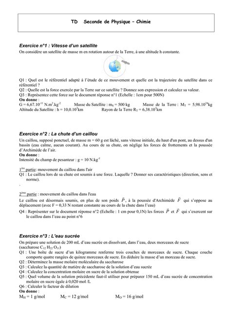 Photos Exercices Physiques Chimie Seconde Latest