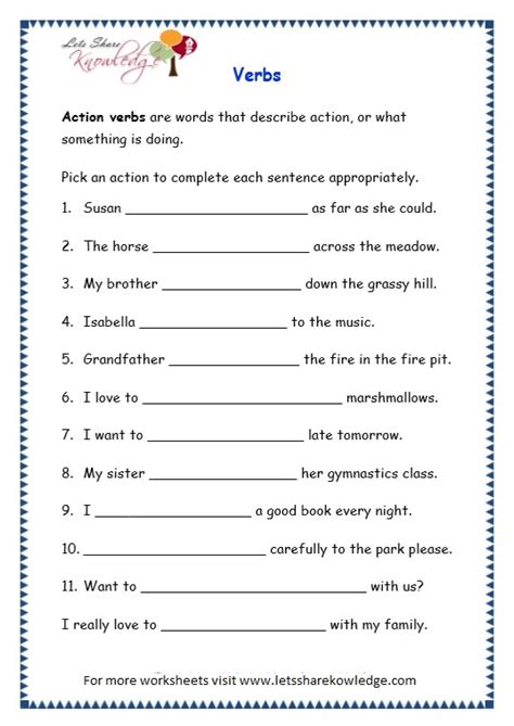 exercises of verbs for class 3