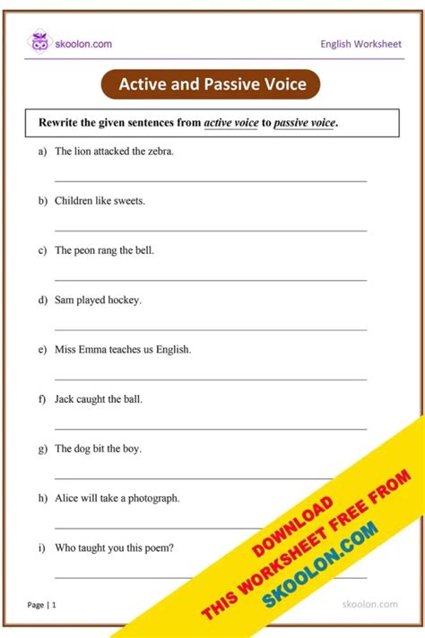 exercises on active and passive voice for class 6