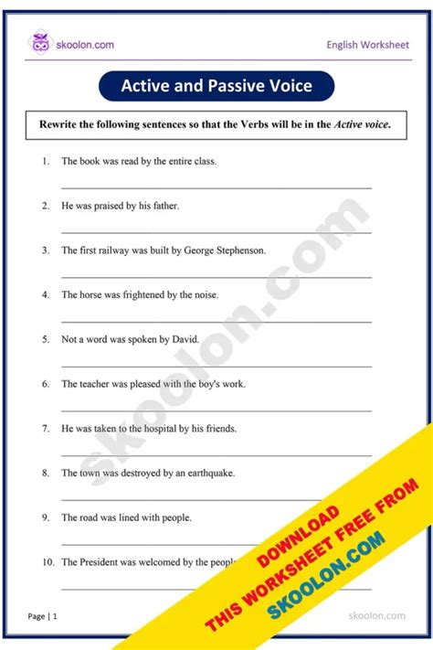 exercises on active and passive voice for class 7