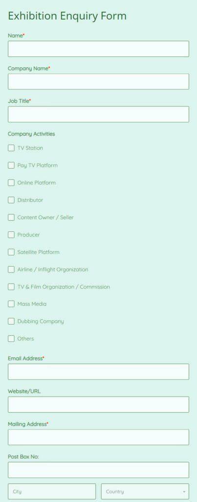 exhibition customer enquiry form template