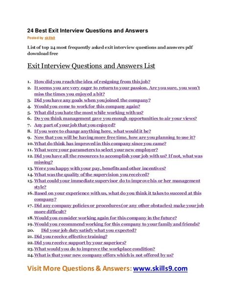 FREE 8+ Sample Exit Interview Questionnaire Forms in MS Word PDF