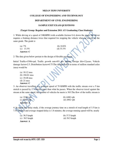 exit exam questions and answers pdf download in english