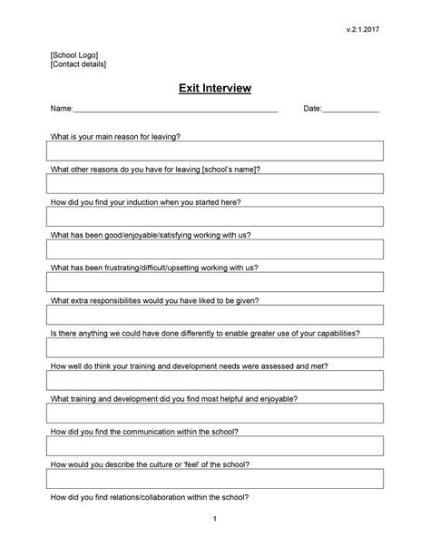Exit Interview Questions Printable