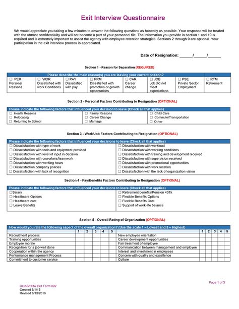 exit report sample