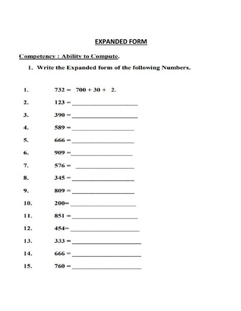 Expanded Form Examples Grade 3