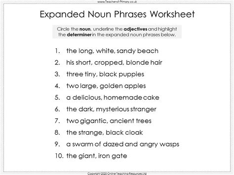 expanded noun phrases list