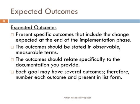 expected outcomes examples in research
