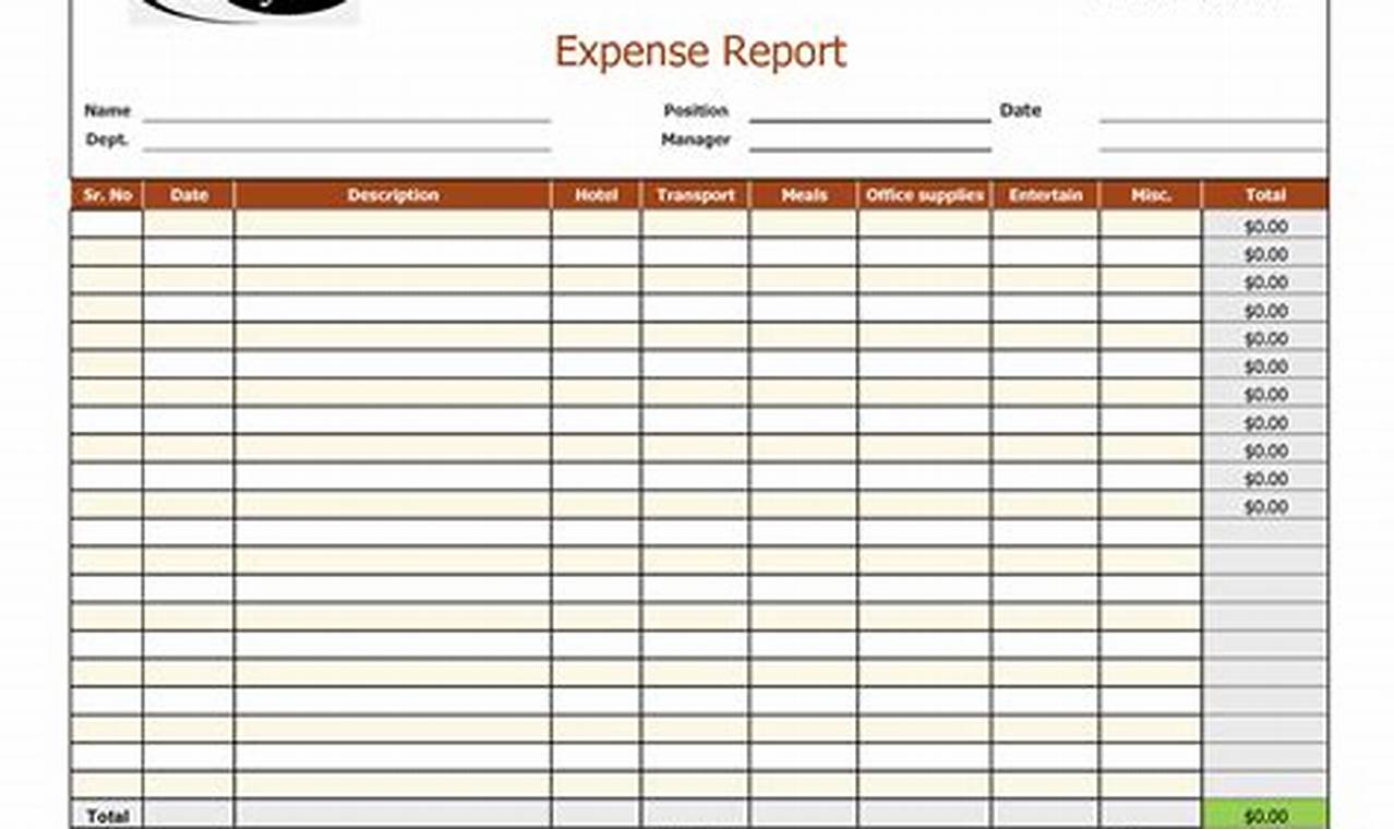 Expense Report Excel Template