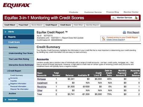 experian and equifax commercial credit report