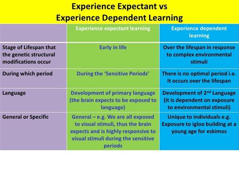 experience-expectant vs dependent