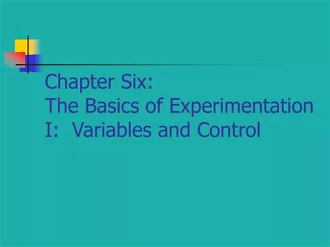 Experimentation Control Variables