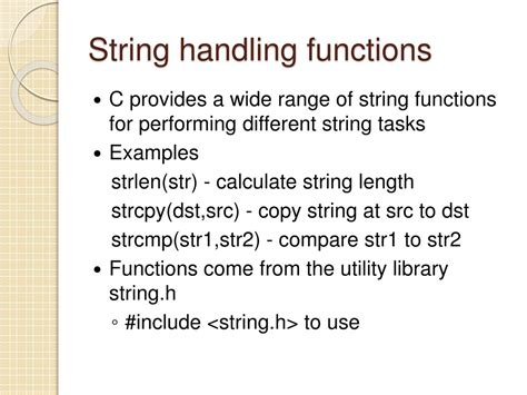 explain 5 string handling functions available in c with example