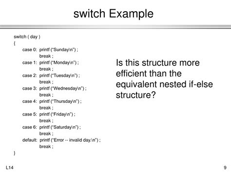 explain about switch statement with example