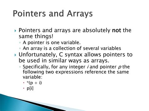 explain an array of pointers with syntax and example
