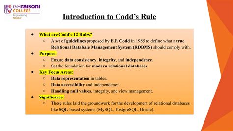 explain codd's relational database rules