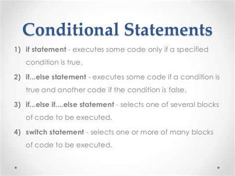 explain conditional statements in php
