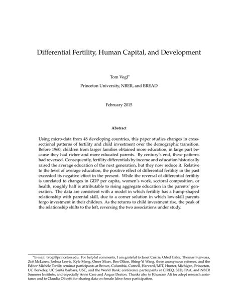 Explain Differential Fertility