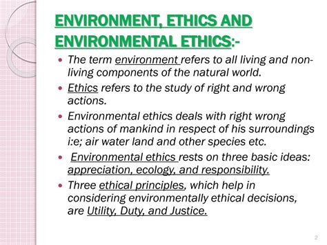 explain environmental ethics with the help of an example