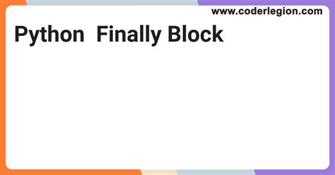 explain finally block in python